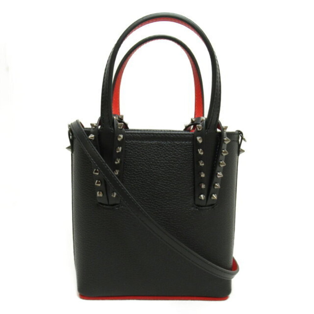 Christian Louboutin Kabata Shoulder Bag Leather Studs Black Red